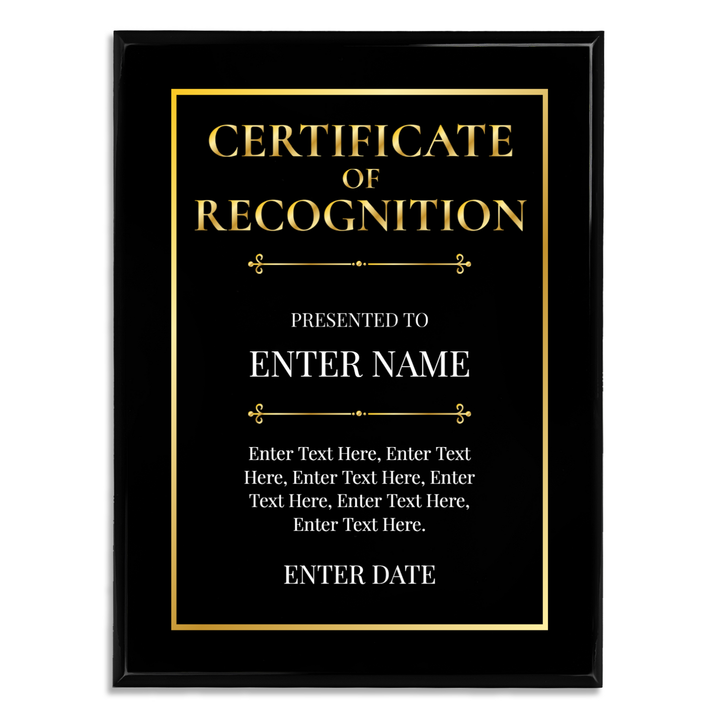 Certificate Of Recognition 9" x 12" UV Printed Luxury Award