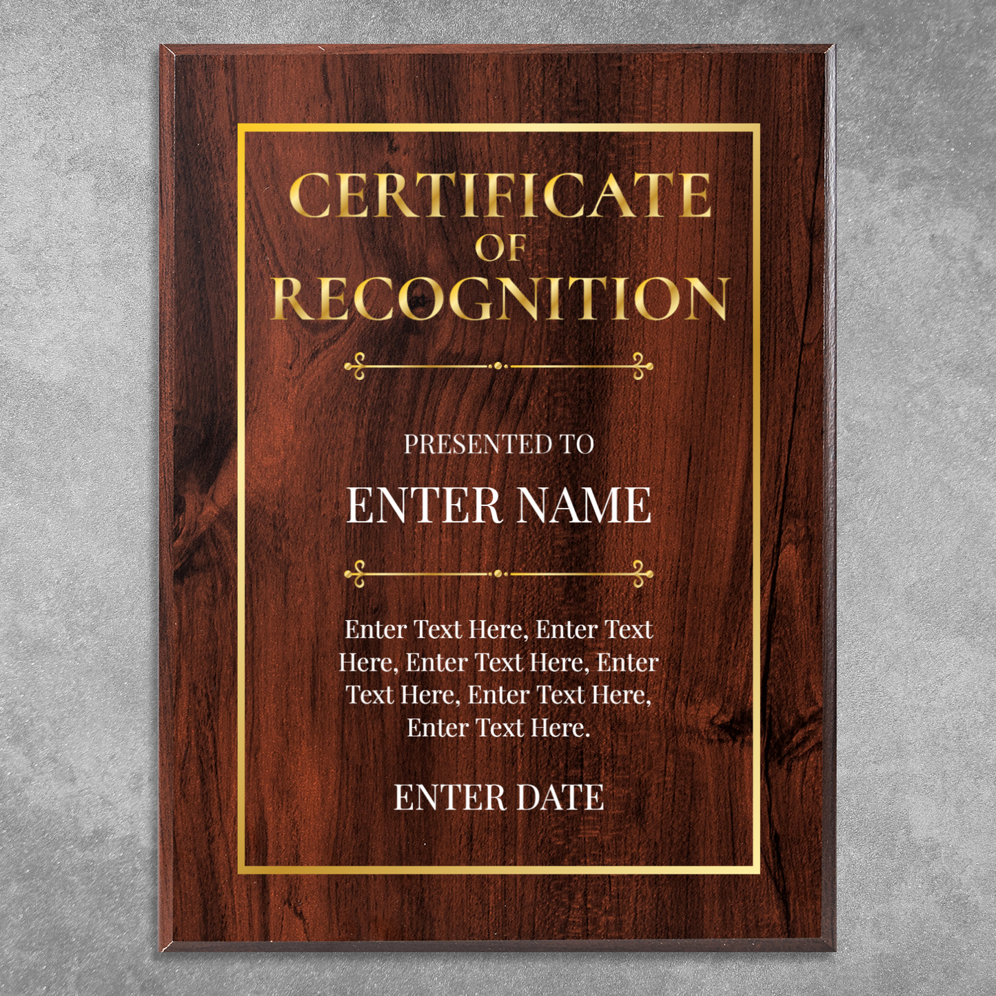Certificate Of Recognition 9" x 12" UV Printed Luxury Award