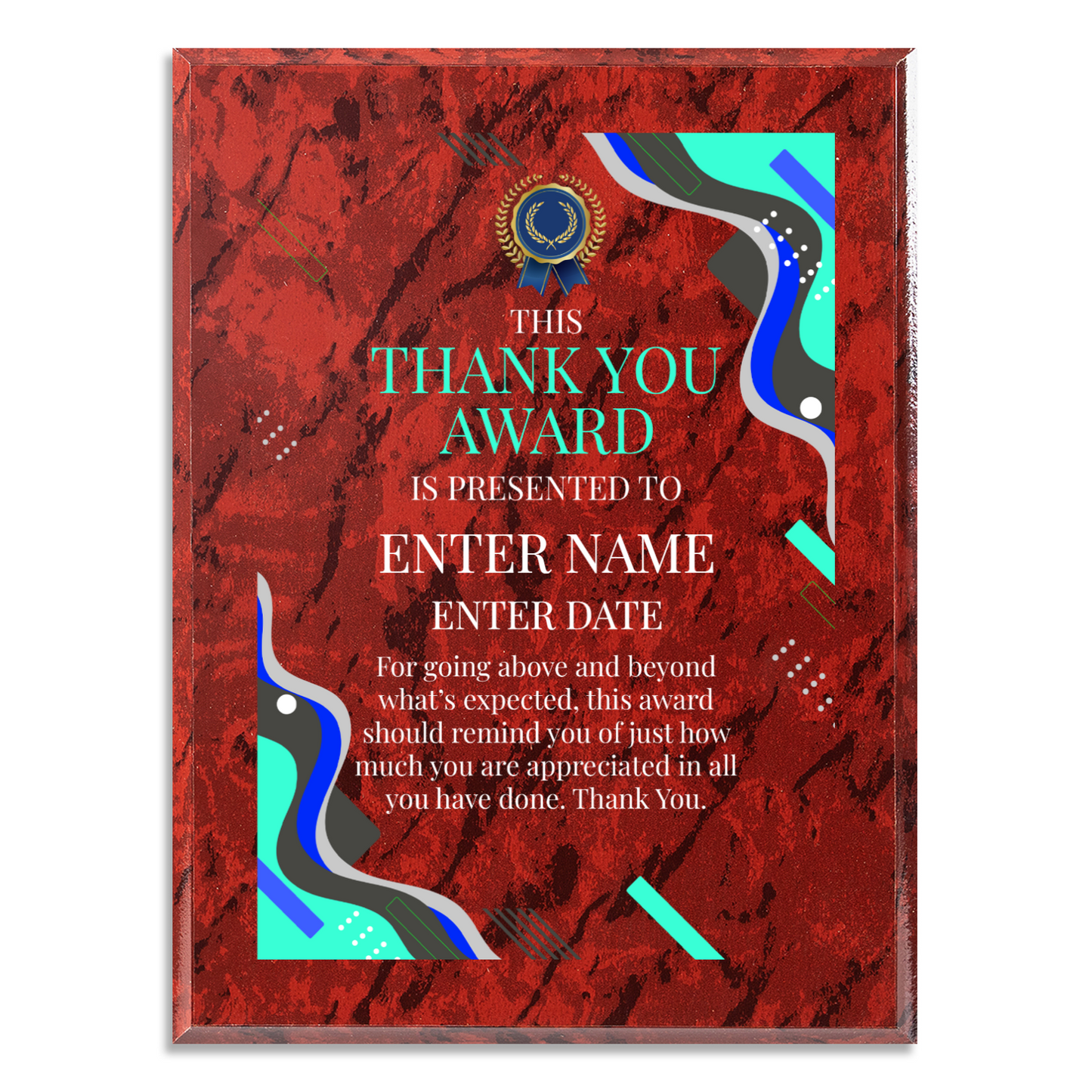 Thank You 9" x 12" UV Printed Luxury Award