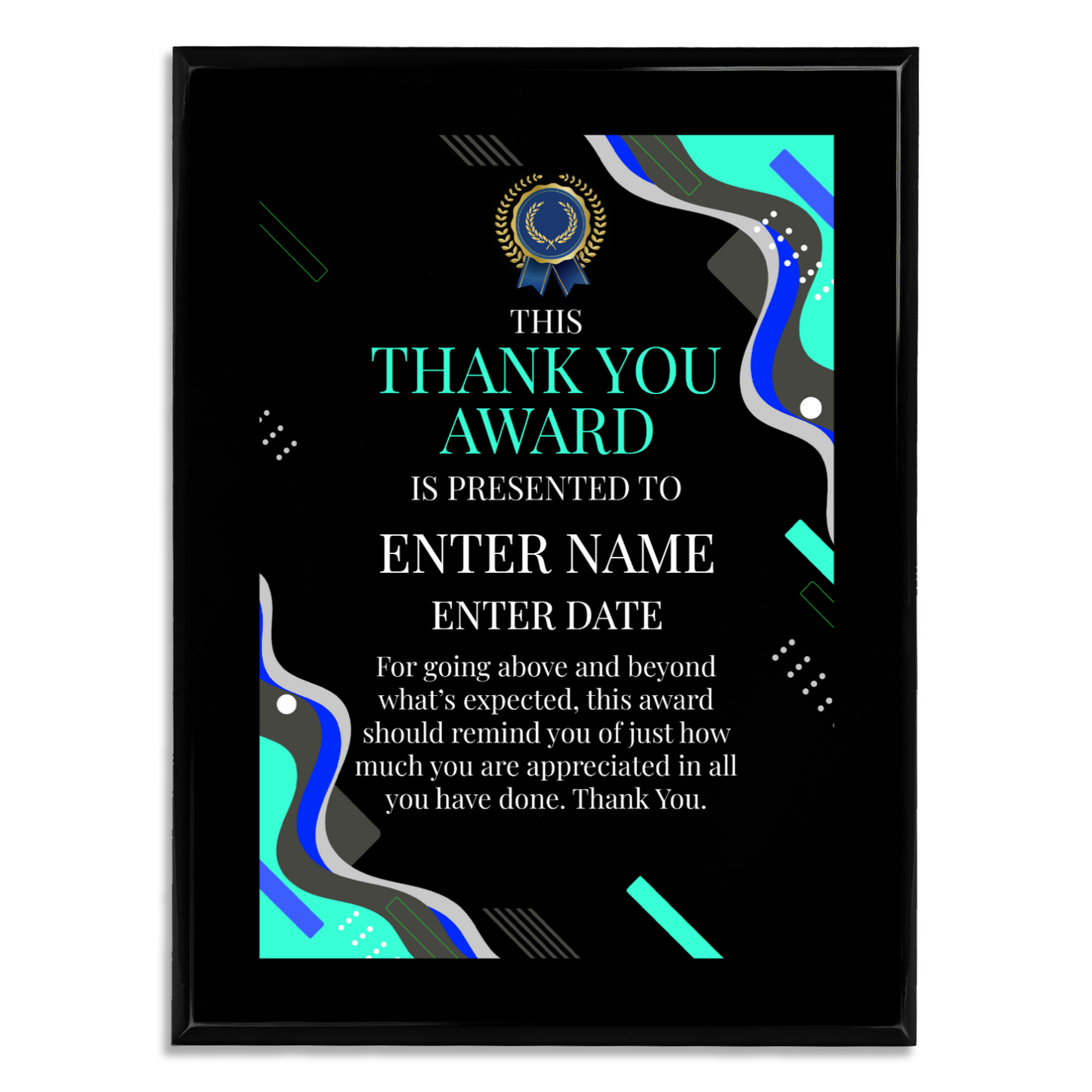 Thank You 9" x 12" UV Printed Luxury Award