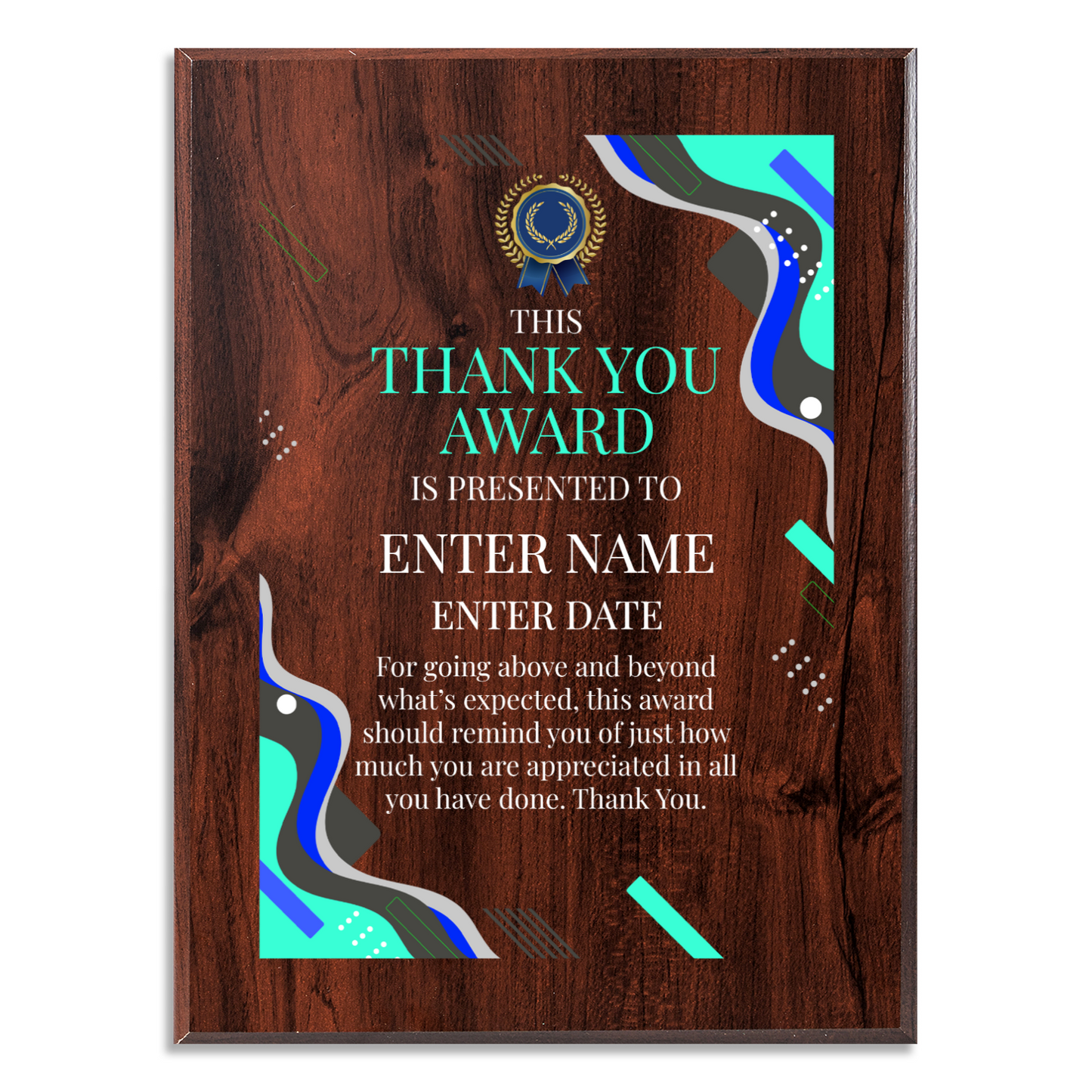 Thank You 9" x 12" UV Printed Luxury Award