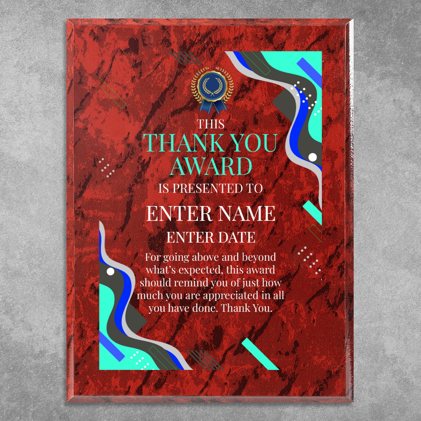 Thank You 9" x 12" UV Printed Luxury Award