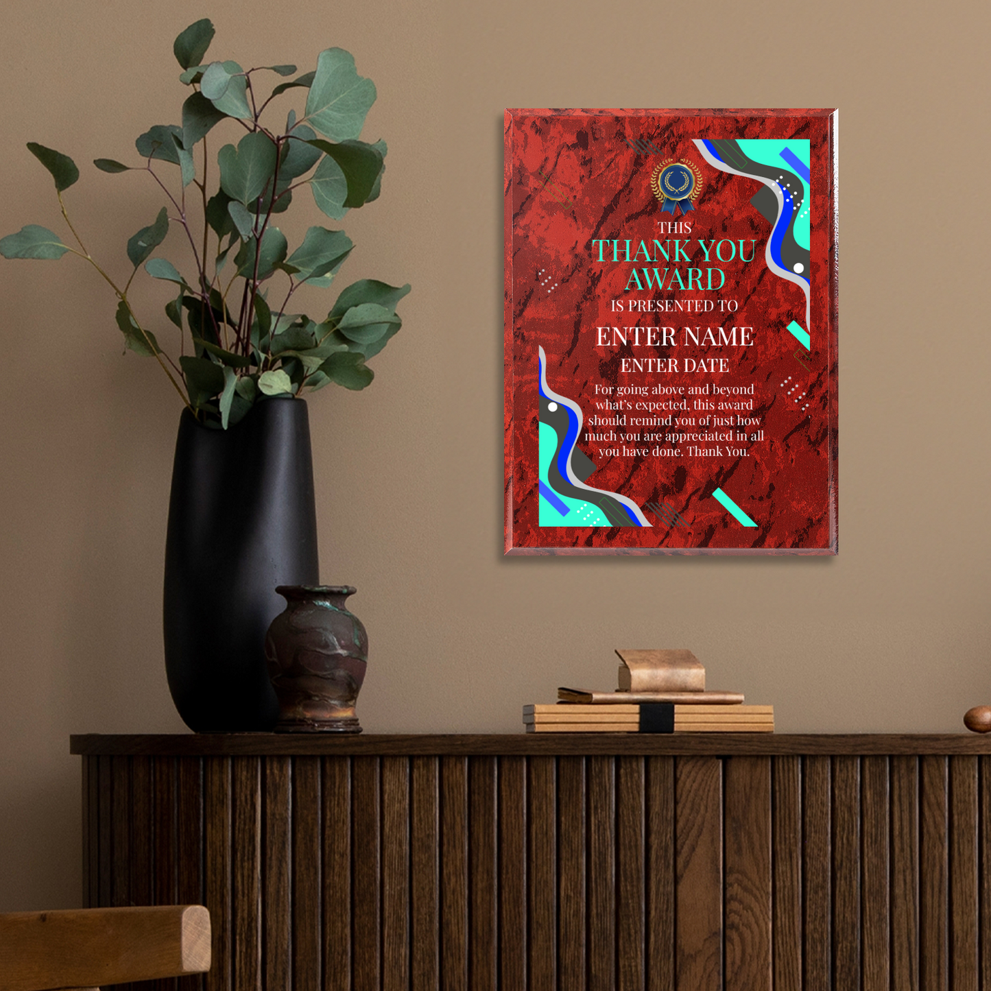 Thank You 9" x 12" UV Printed Luxury Award