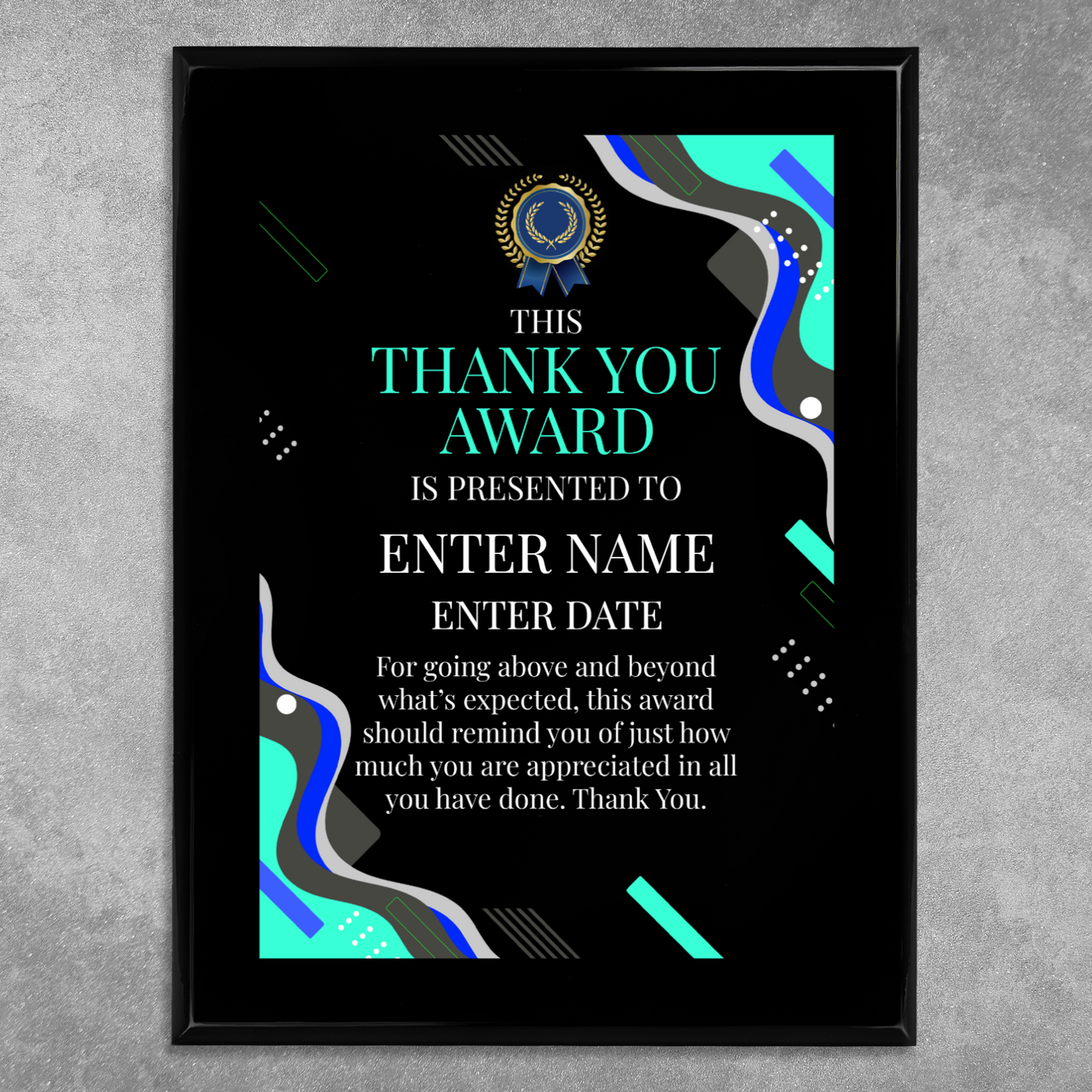 Thank You 9" x 12" UV Printed Luxury Award