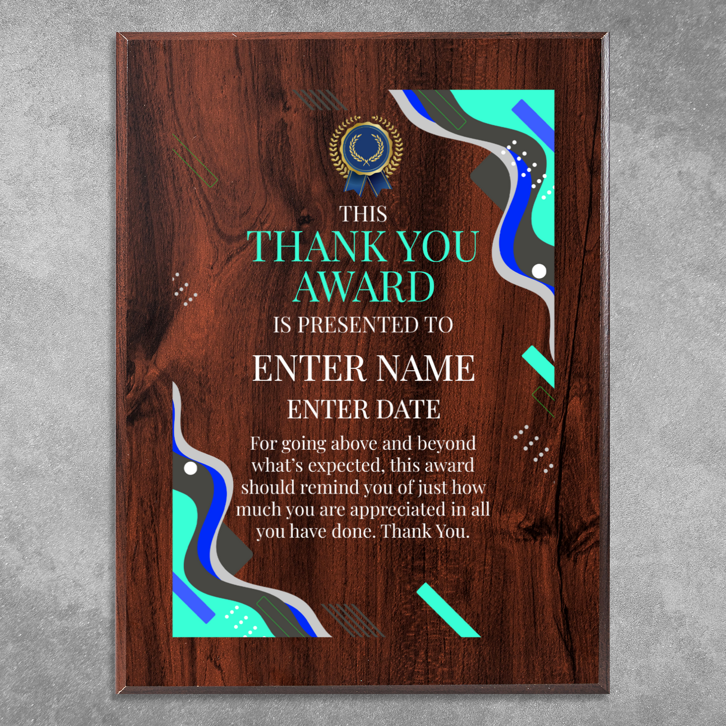 Thank You 9" x 12" UV Printed Luxury Award