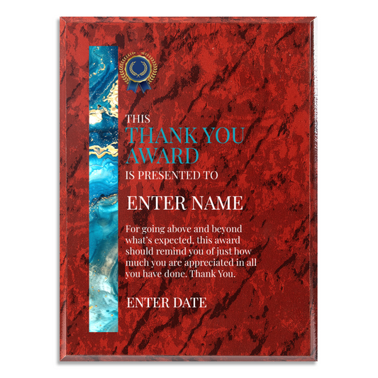 Thank You 9" x 12" UV Printed Luxury Award 02