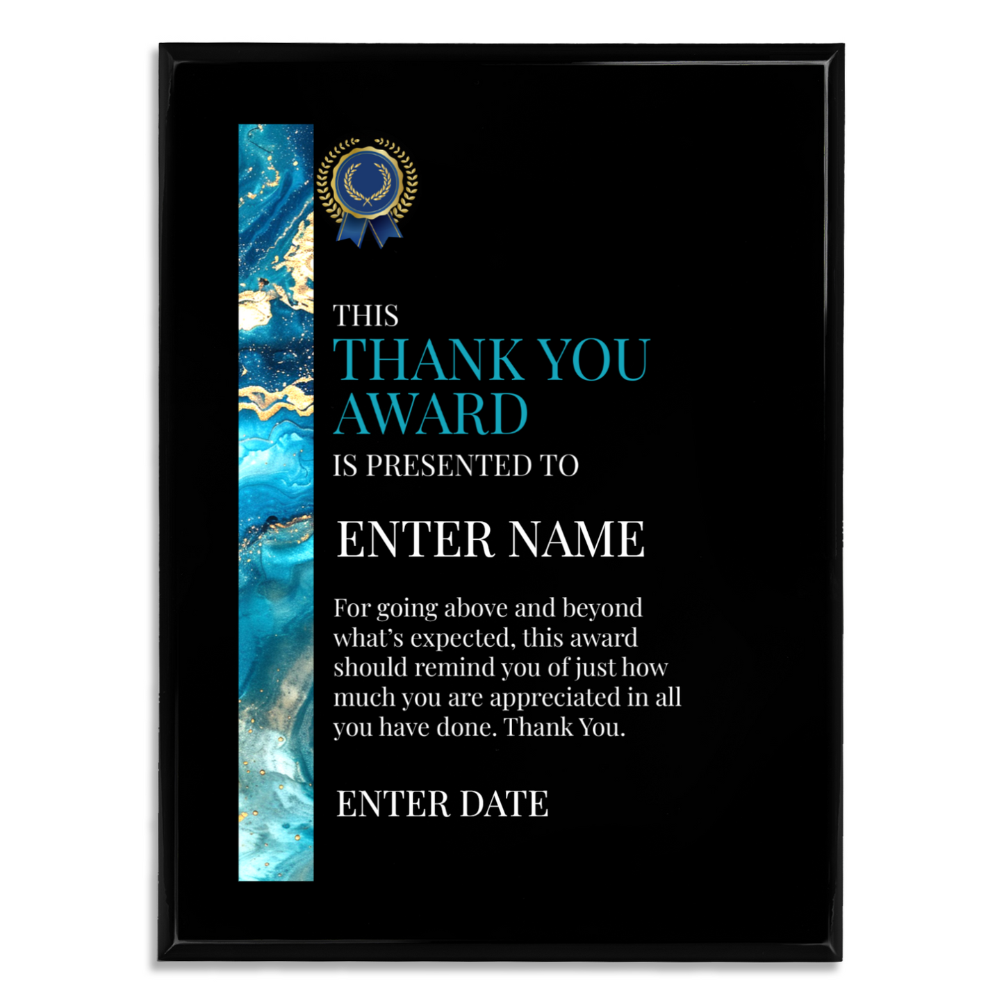Thank You 9" x 12" UV Printed Luxury Award 02