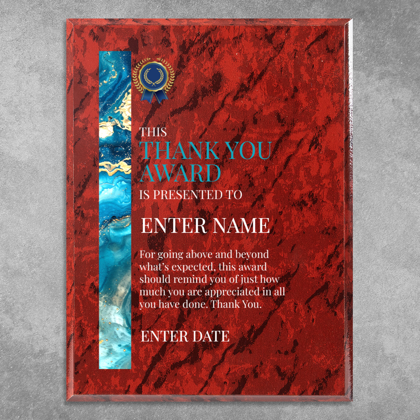 Thank You 9" x 12" UV Printed Luxury Award 02