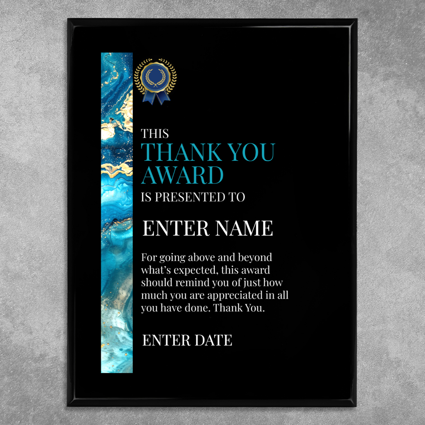 Thank You 9" x 12" UV Printed Luxury Award 02