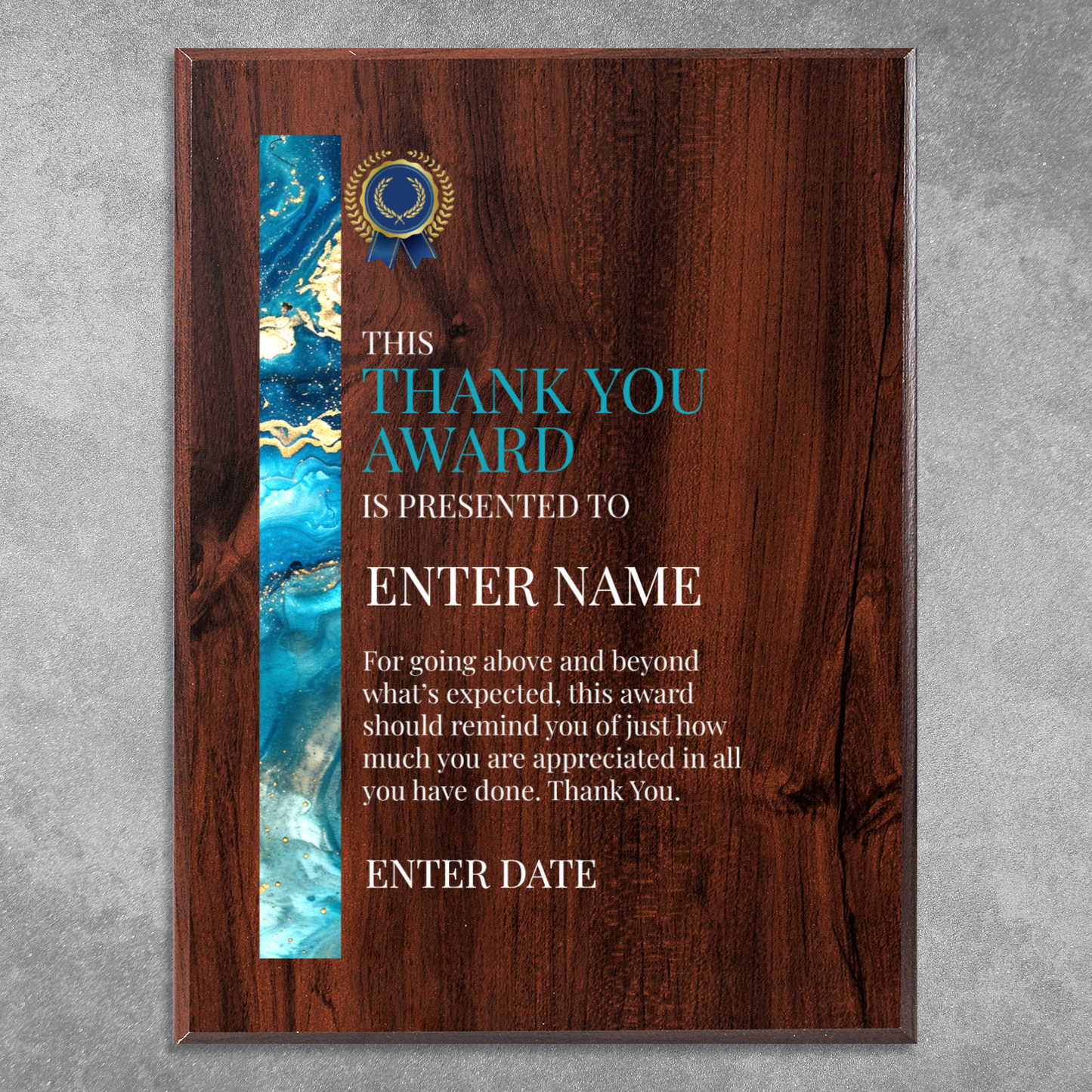 Thank You 9" x 12" UV Printed Luxury Award 02