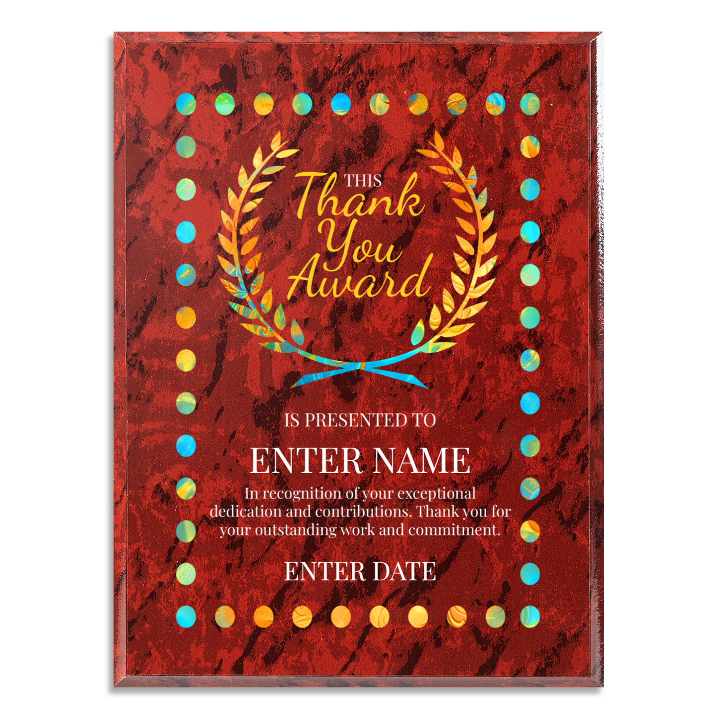 Thank You 9" x 12" UV Printed Luxury Award 03