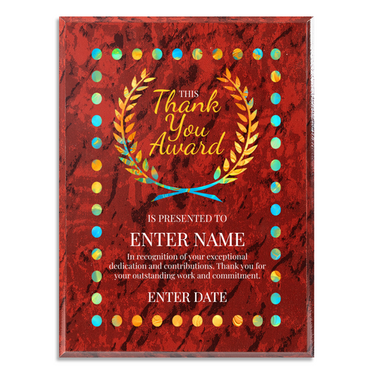 Thank You 9" x 12" UV Printed Luxury Award 03