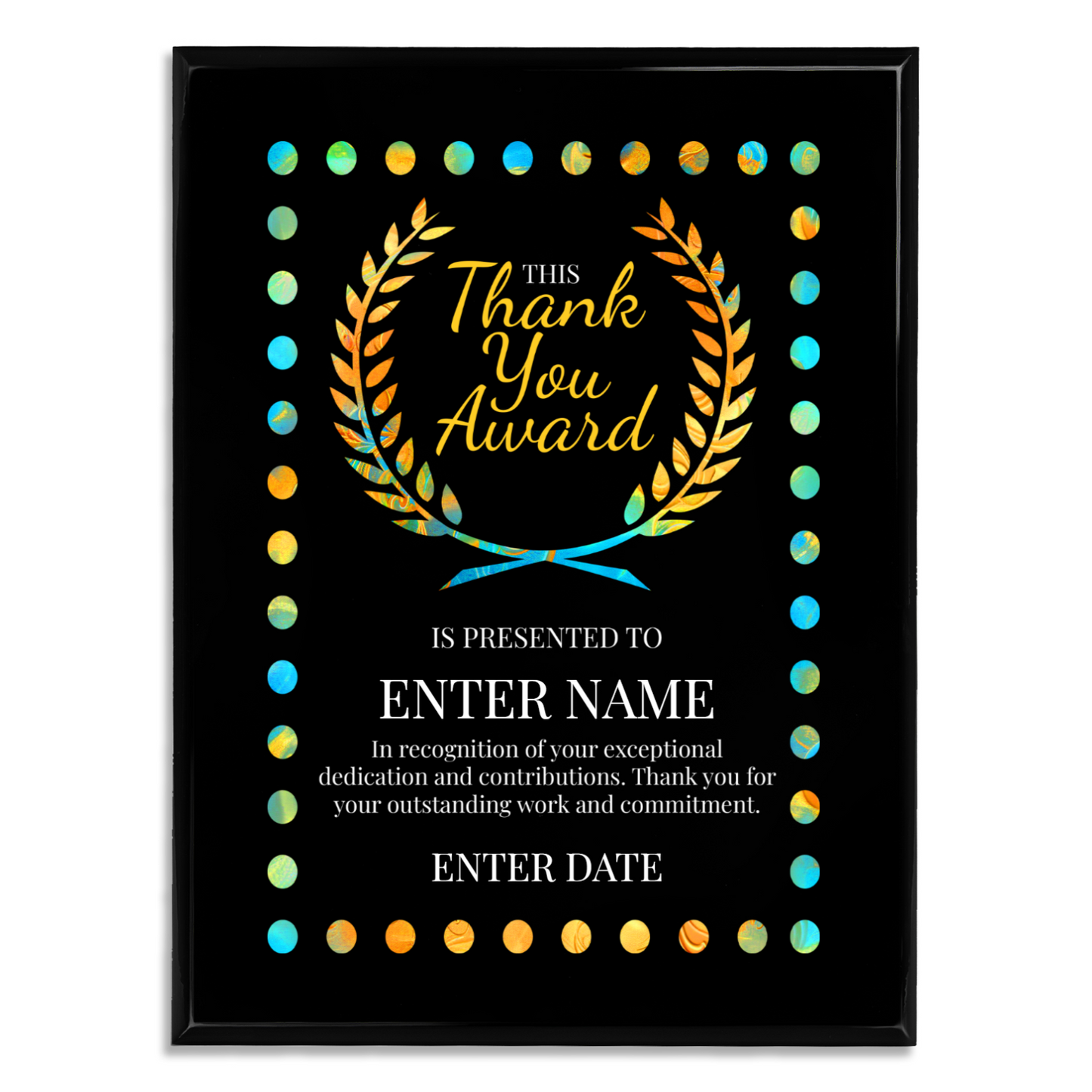 Thank You 9" x 12" UV Printed Luxury Award 03