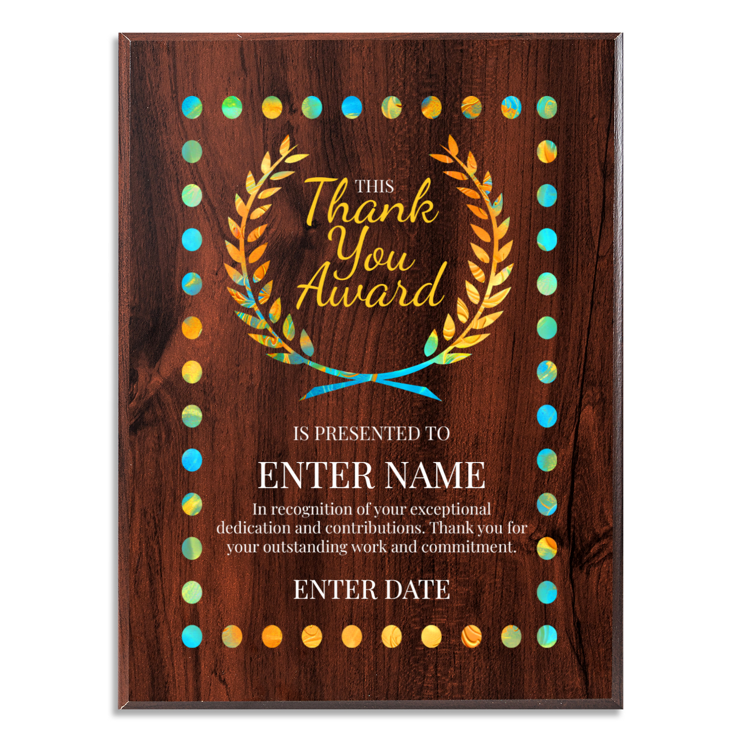 Thank You 9" x 12" UV Printed Luxury Award 03