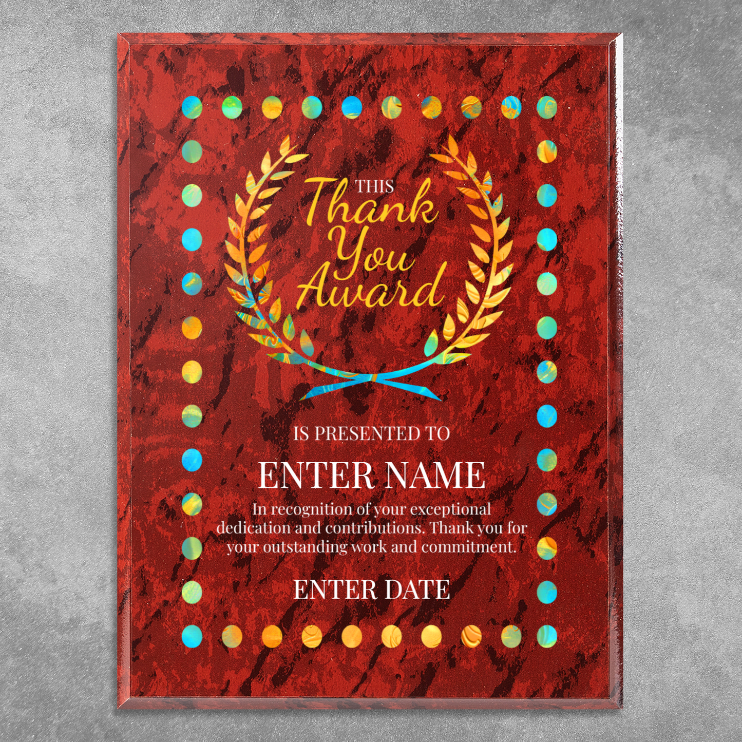 Thank You 9" x 12" UV Printed Luxury Award 03