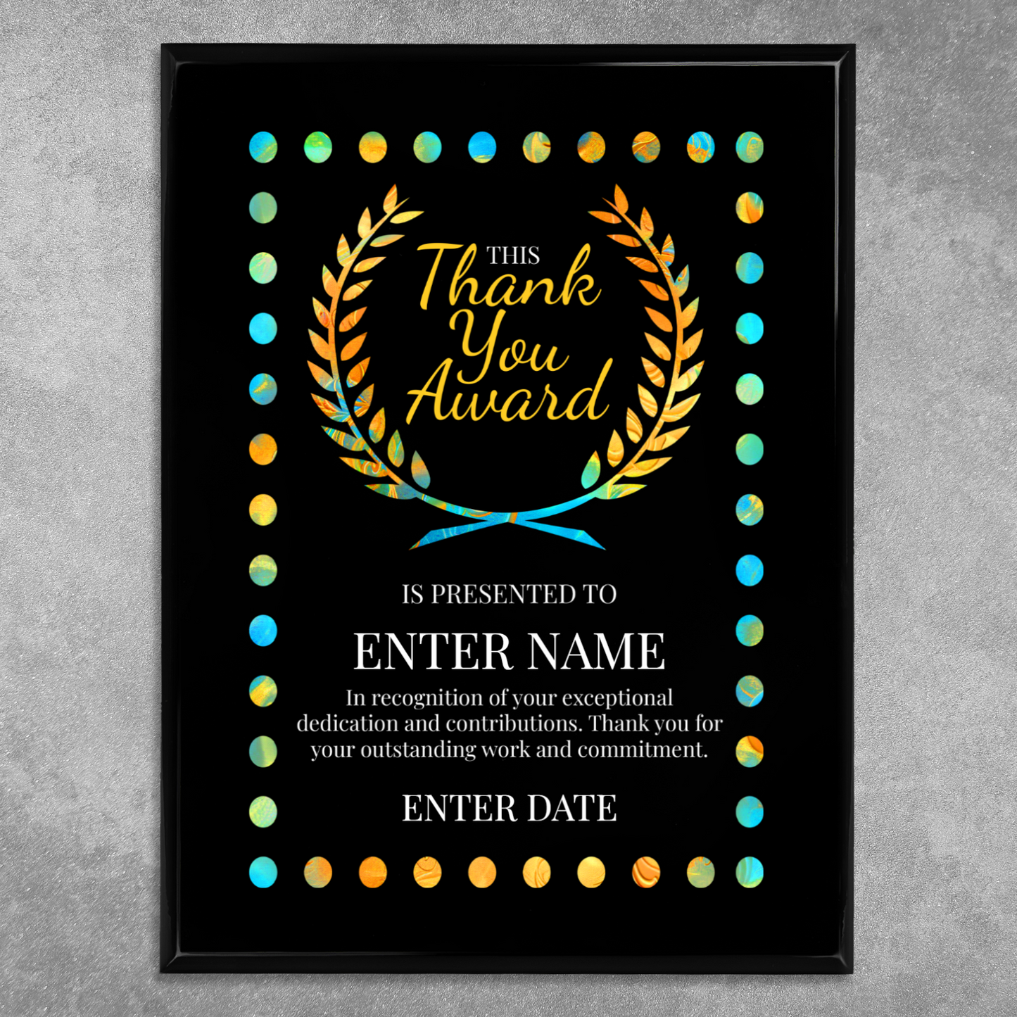 Thank You 9" x 12" UV Printed Luxury Award 03