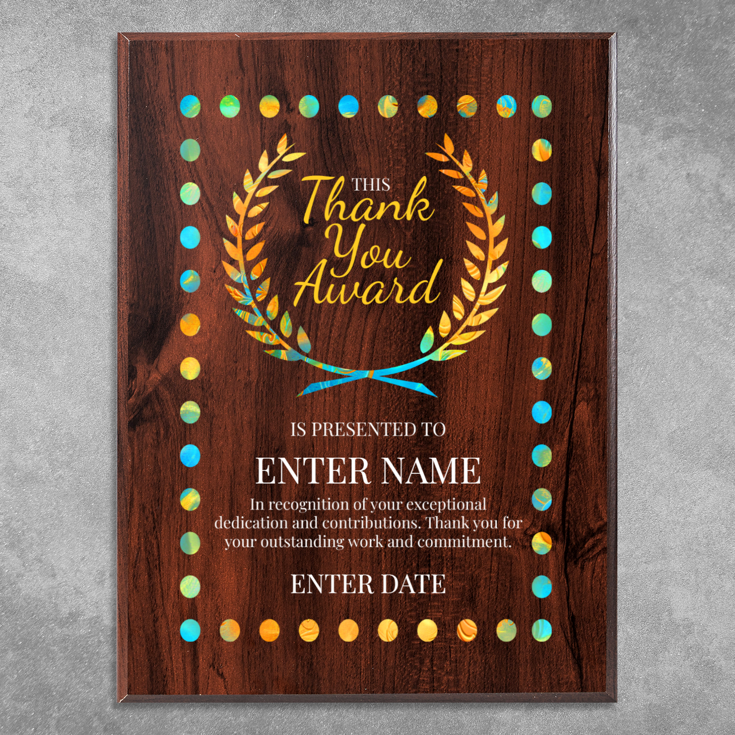 Thank You 9" x 12" UV Printed Luxury Award 03