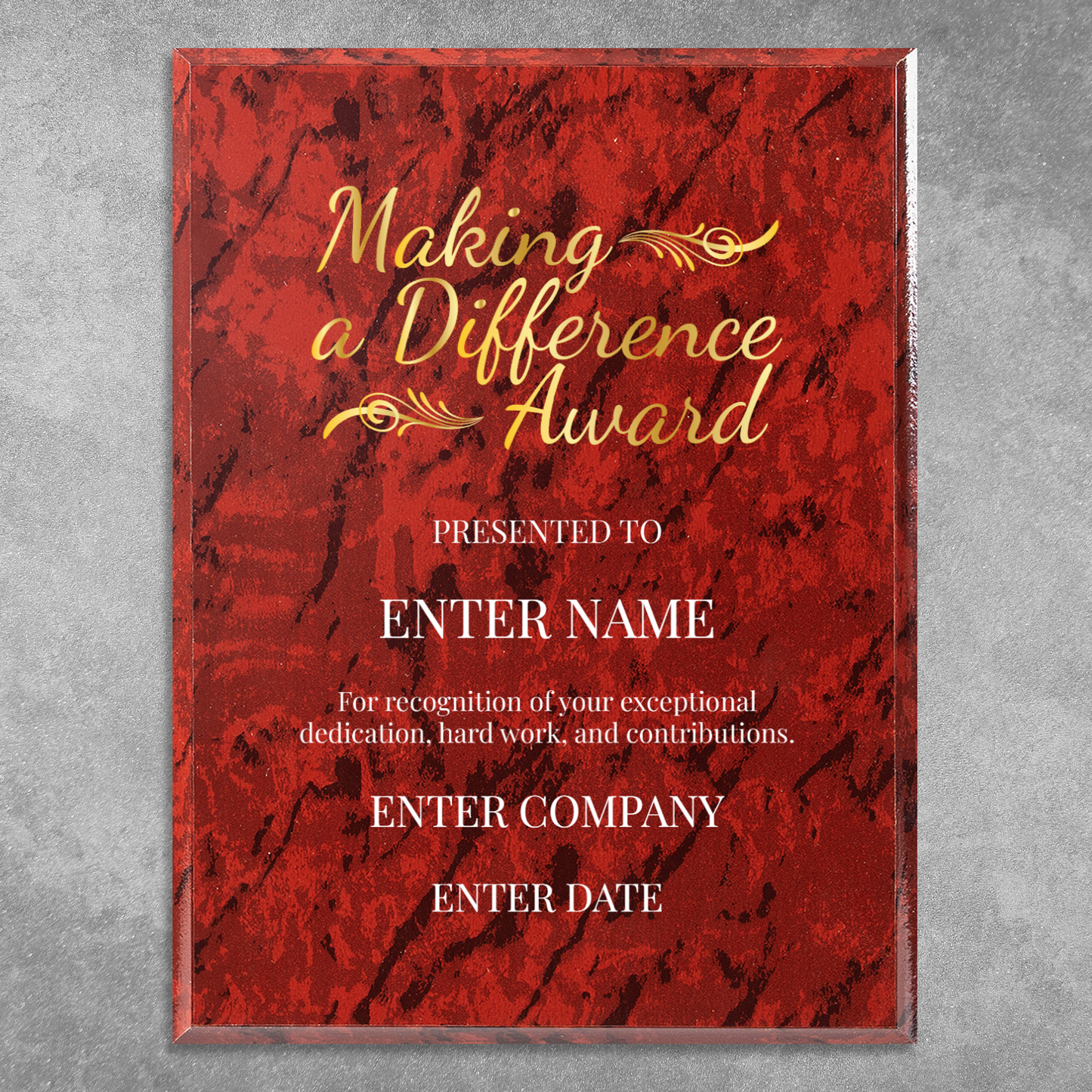 Making A Difference 9" x 12" UV Printed Luxury Award