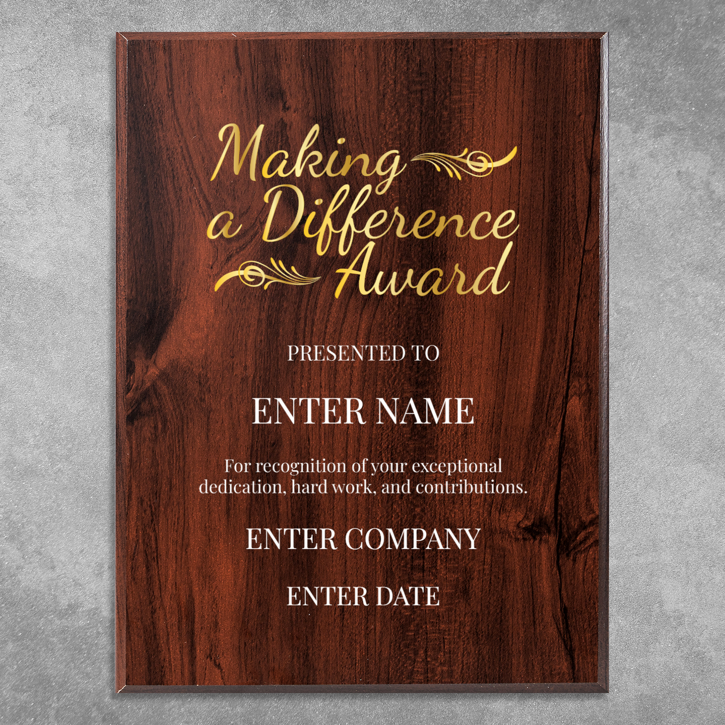Making A Difference 9" x 12" UV Printed Luxury Award