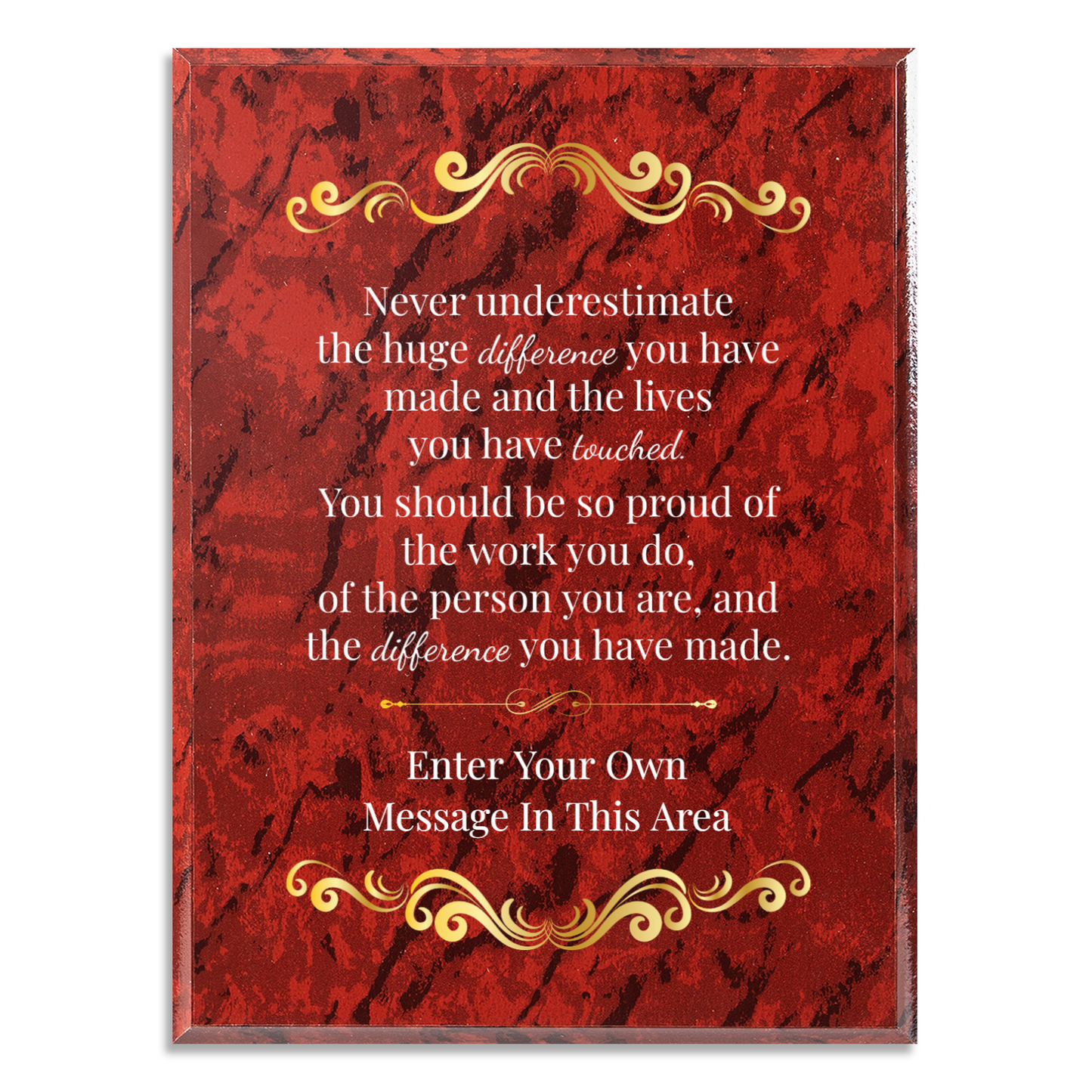 Never Underestimate The Difference You Can Make 9" x 12" UV Printed Luxury Award