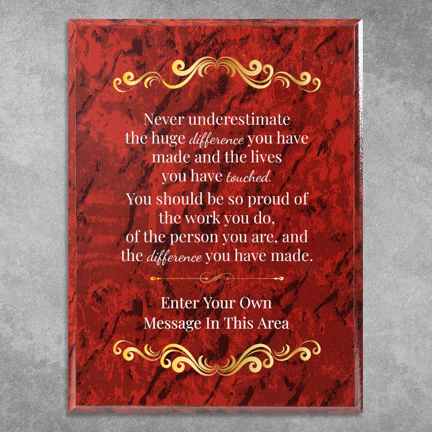 Never Underestimate The Difference You Can Make 9" x 12" UV Printed Luxury Award