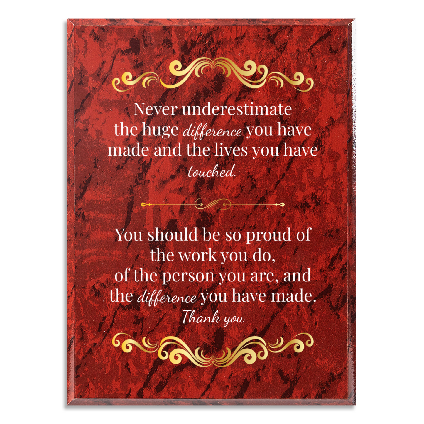 Never Underestimate The Difference You Can Make 9" x 12" UV Printed Luxury Award