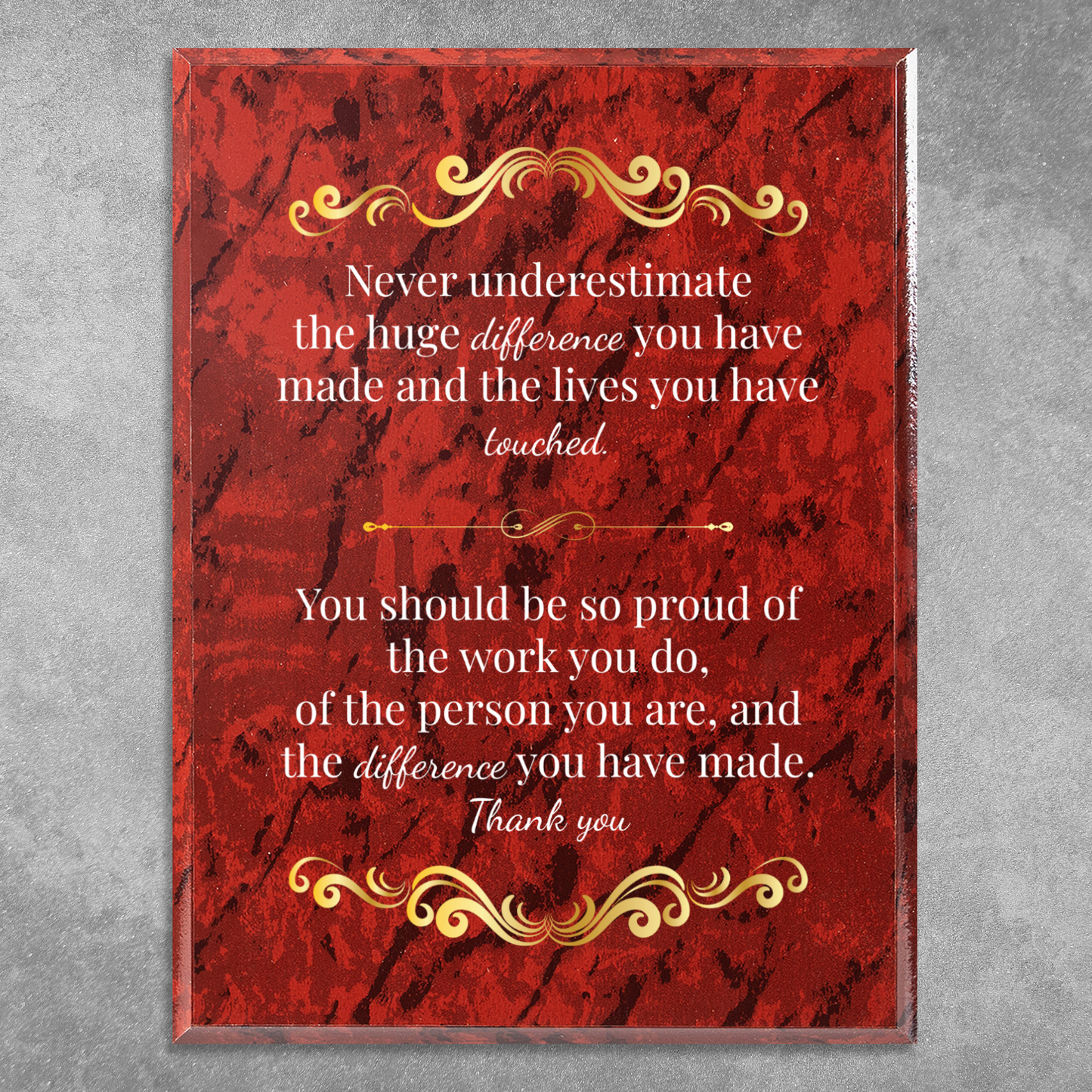 Never Underestimate The Difference You Can Make 9" x 12" UV Printed Luxury Award