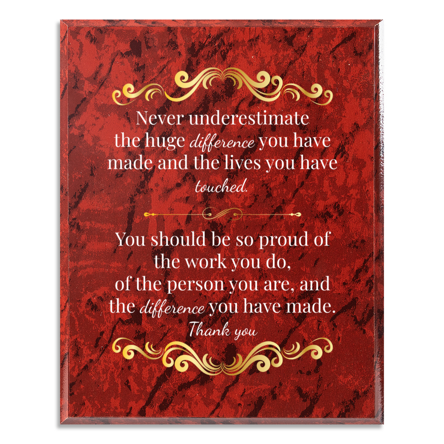 Never Underestimate The Difference You Can Make 8" x 10" UV Printed Luxury Award