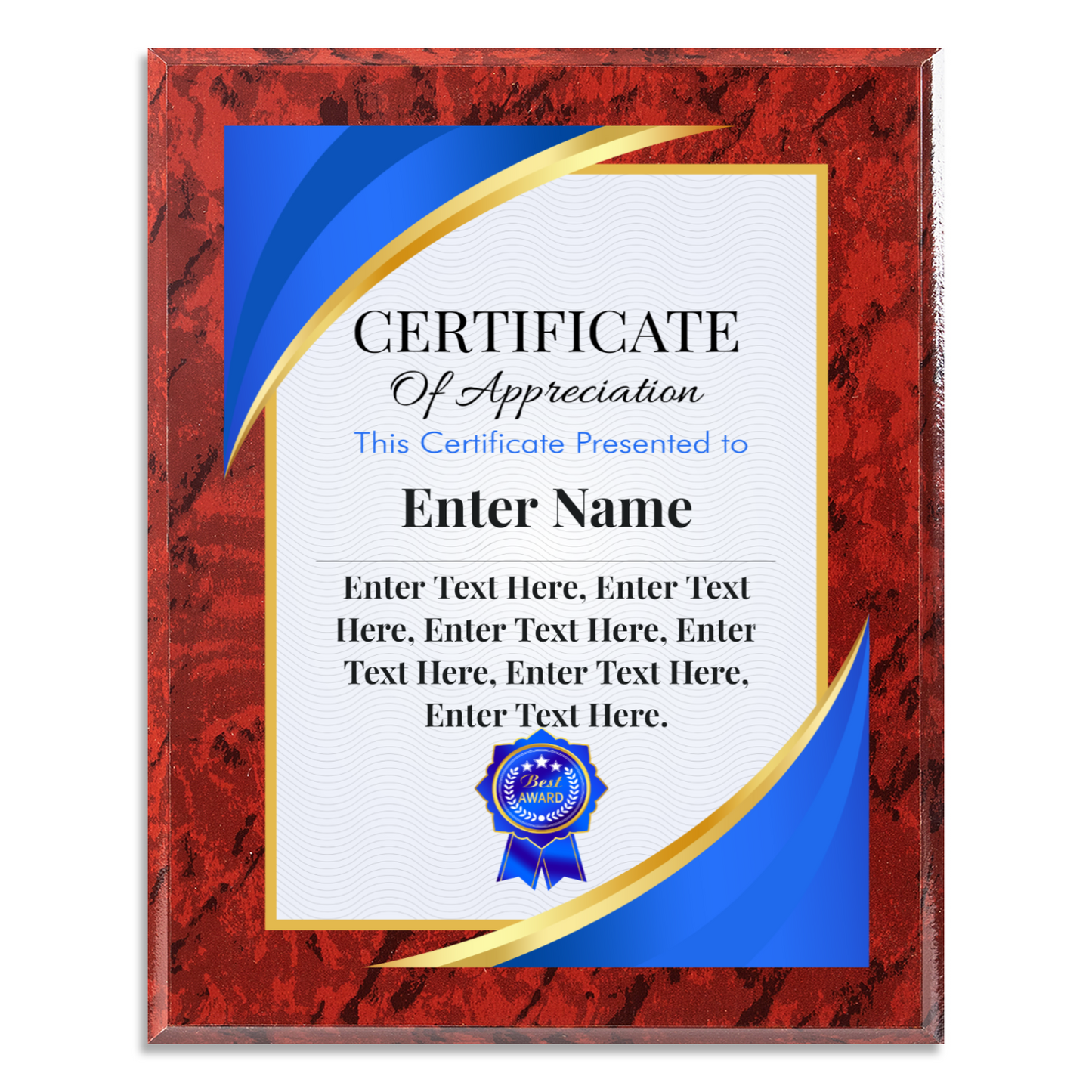 Certificate Of Recognition 10.5" x 13" UV Printed Luxury Award 02