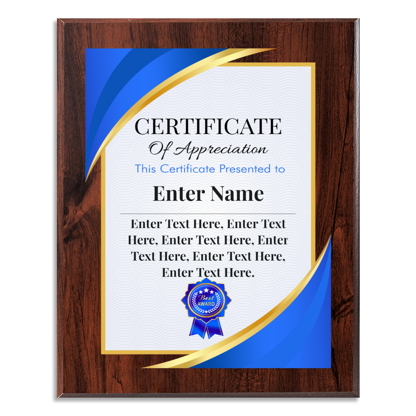 Certificate Of Recognition 10.5" x 13" UV Printed Luxury Award 02