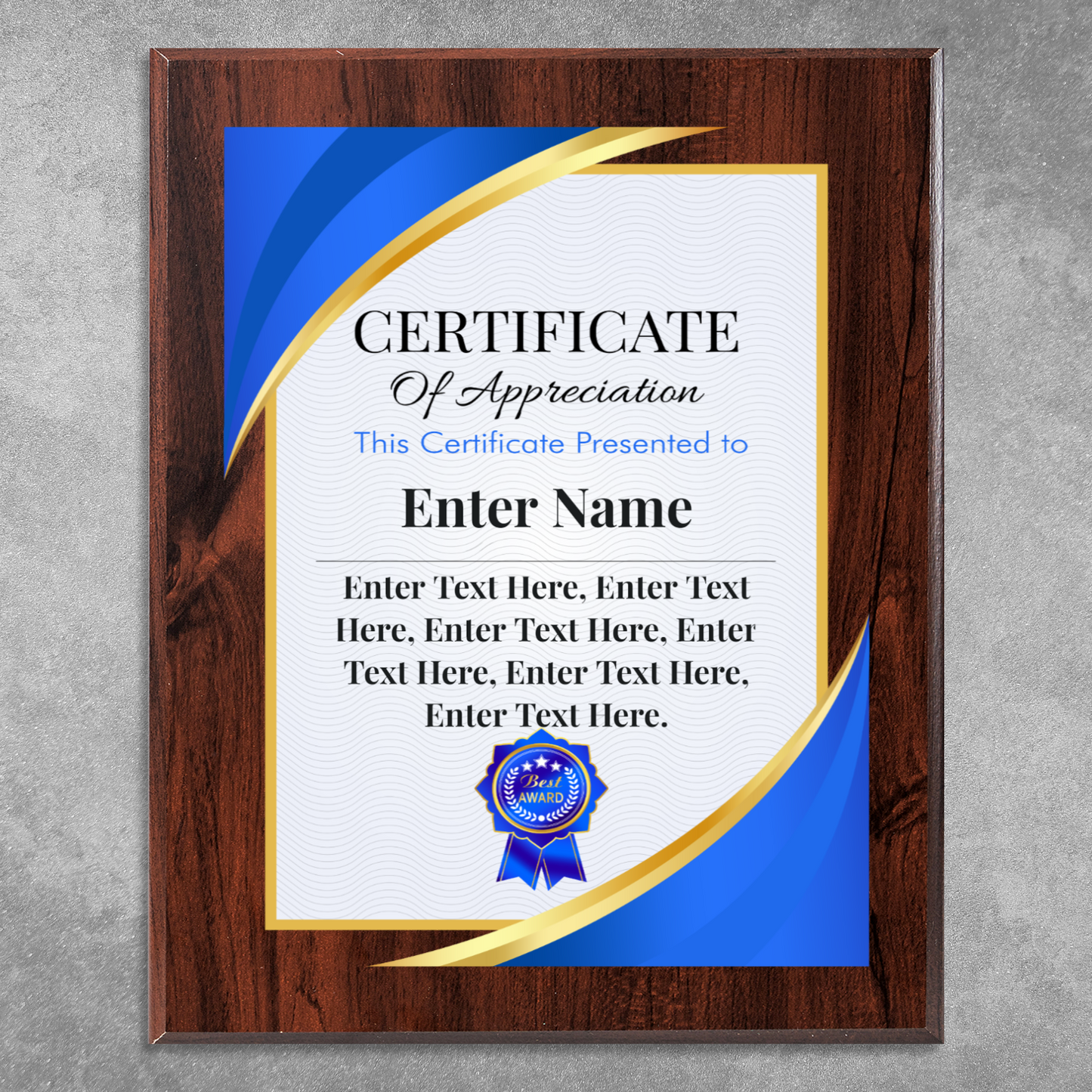Certificate Of Recognition 10.5" x 13" UV Printed Luxury Award 02