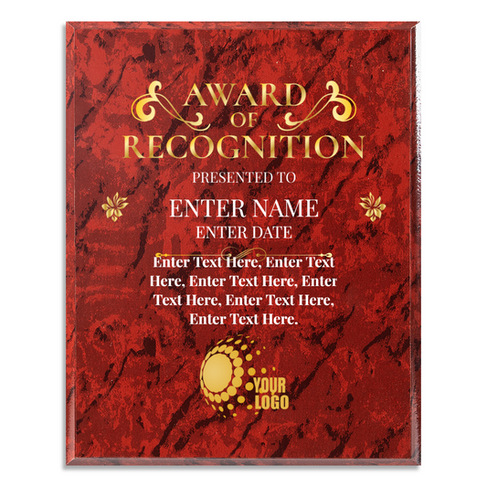 Award Of Recognition Photo Upload 10.5" x 13" UV Printed Luxury Award