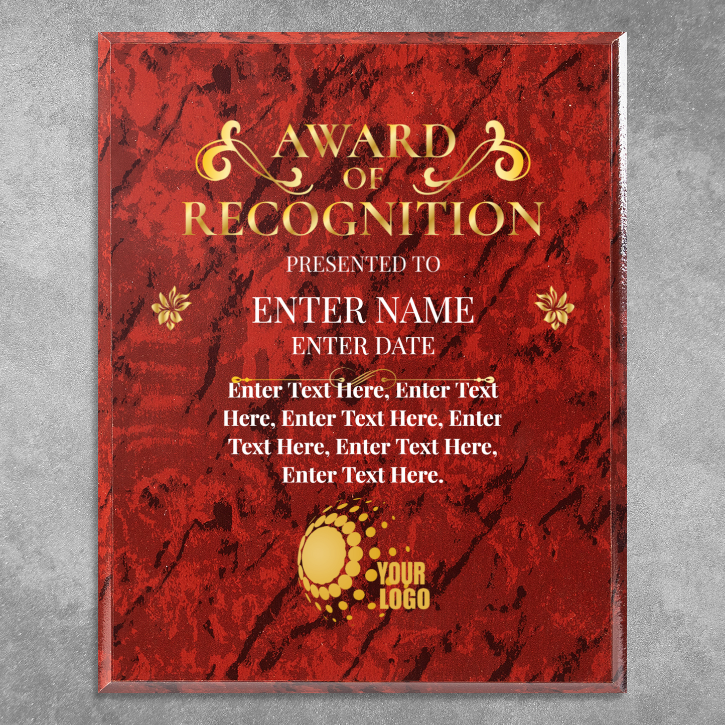 Award Of Recognition Photo Upload 10.5" x 13" UV Printed Luxury Award