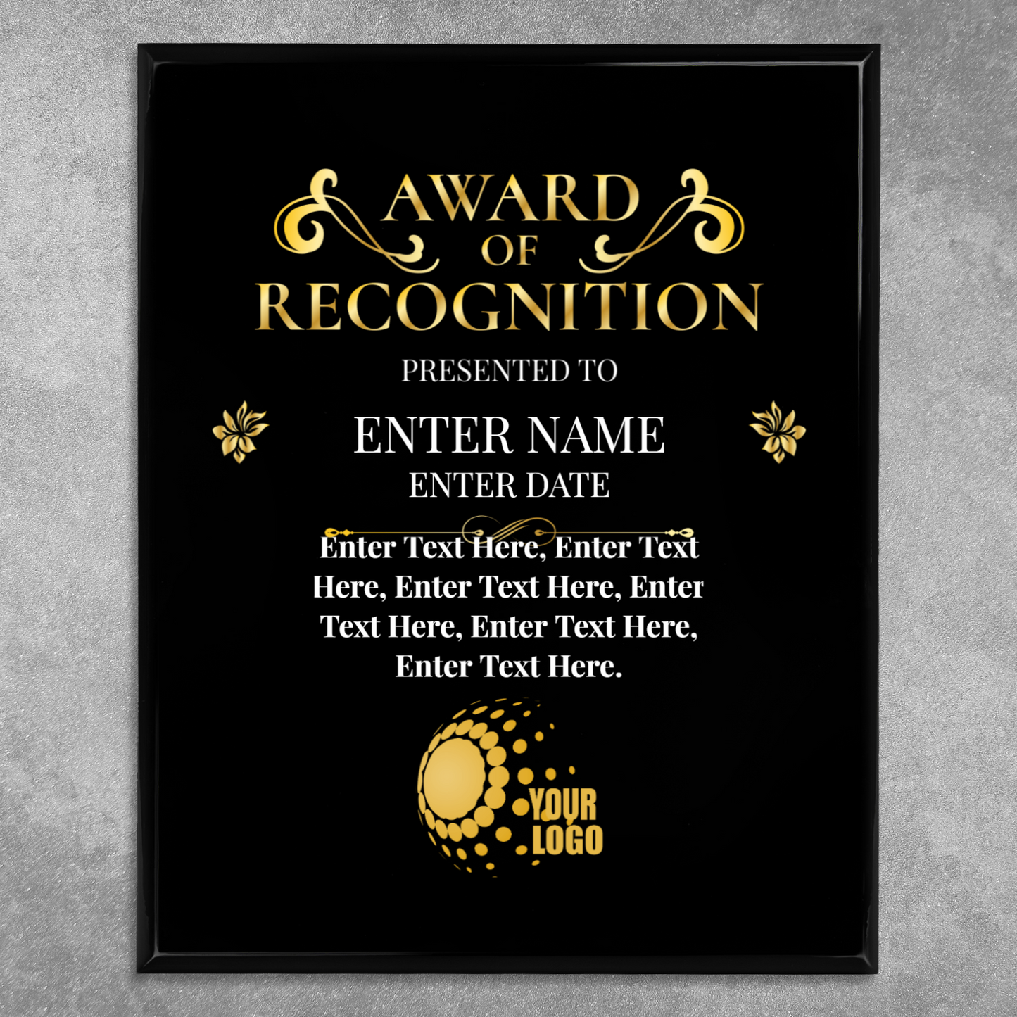 Award Of Recognition Photo Upload 10.5" x 13" UV Printed Luxury Award