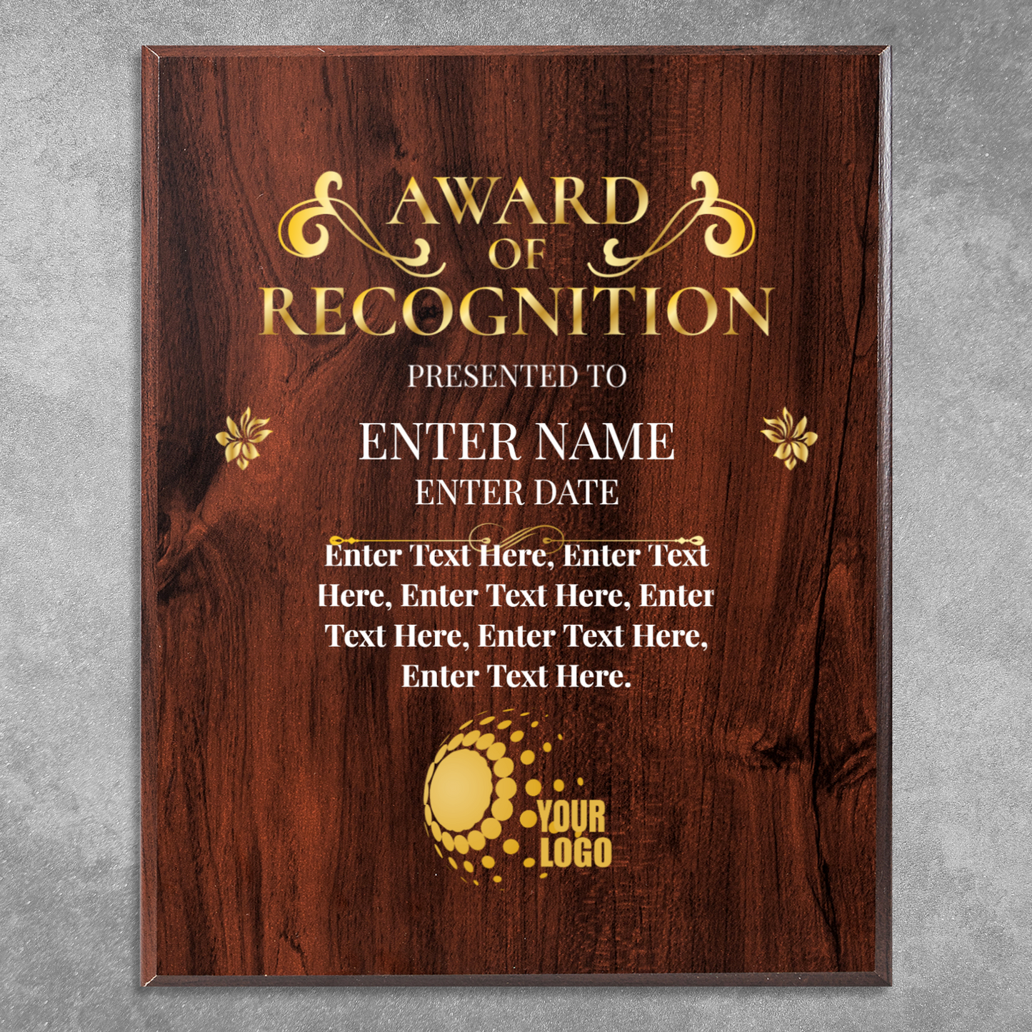 Award Of Recognition Photo Upload 10.5" x 13" UV Printed Luxury Award