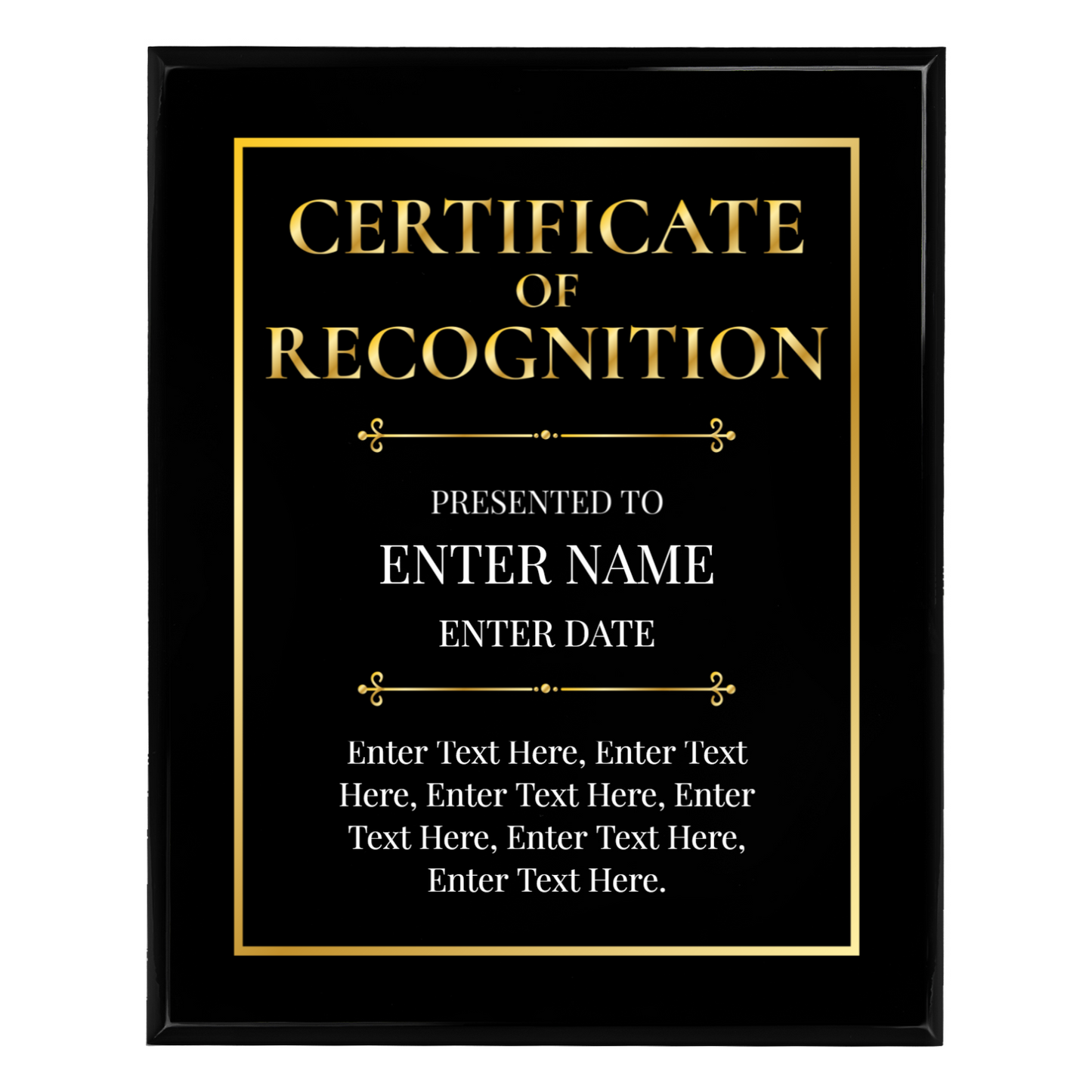 Certificate Of Recognition 10.5" x 13" UV Printed Luxury Award