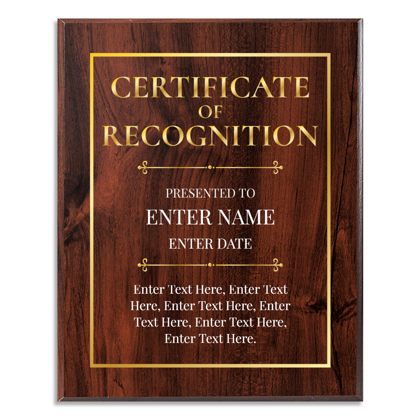 Certificate Of Recognition 10.5" x 13" UV Printed Luxury Award