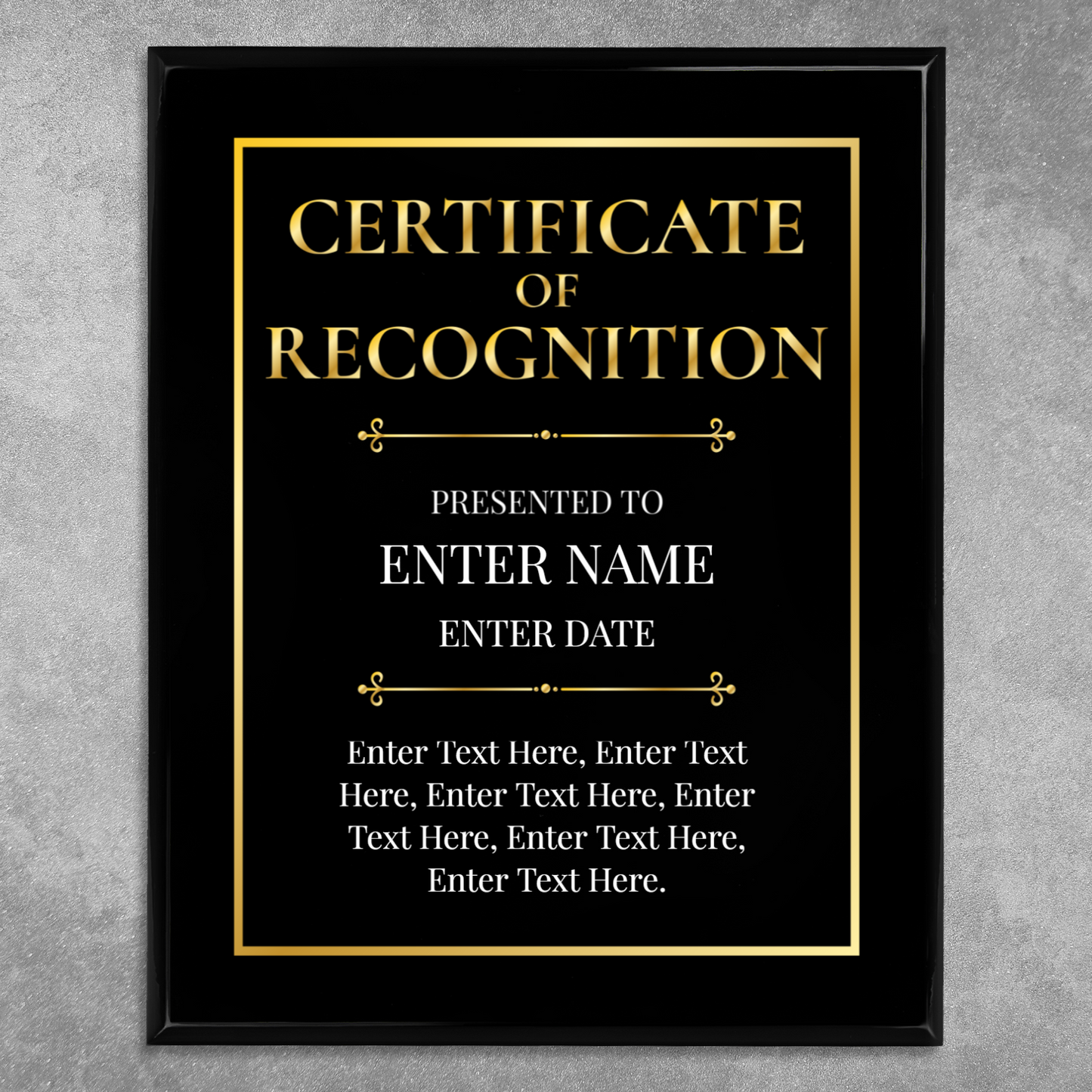 Certificate Of Recognition 10.5" x 13" UV Printed Luxury Award