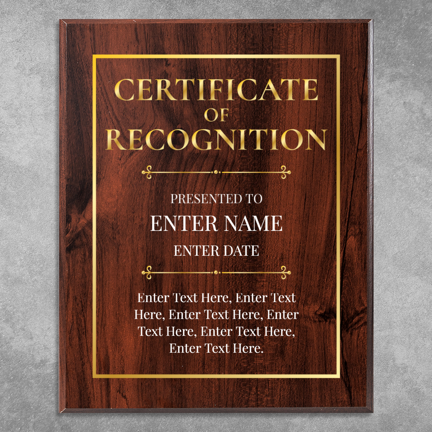 Certificate Of Recognition 10.5" x 13" UV Printed Luxury Award