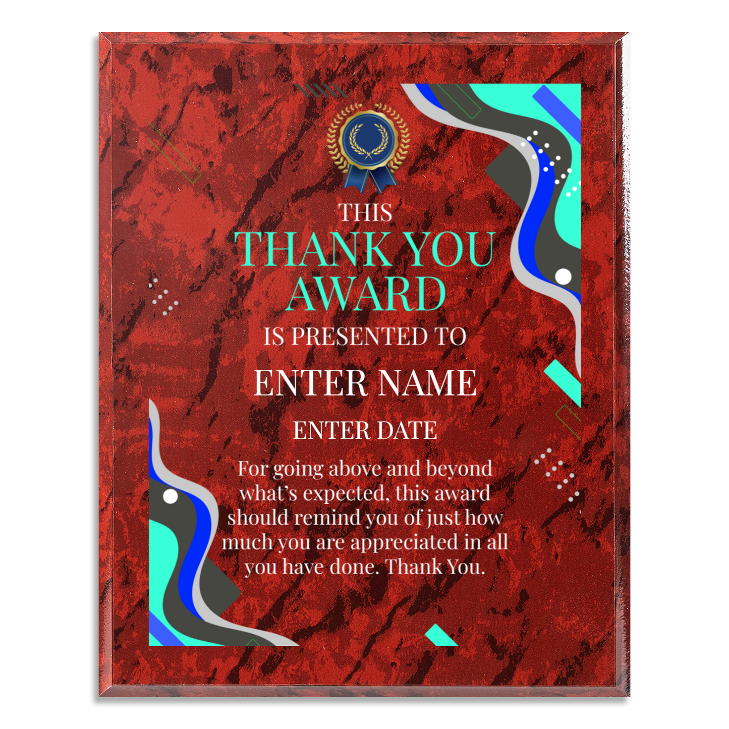 Thank You Award 10.5" x 13" UV Printed Luxury Award