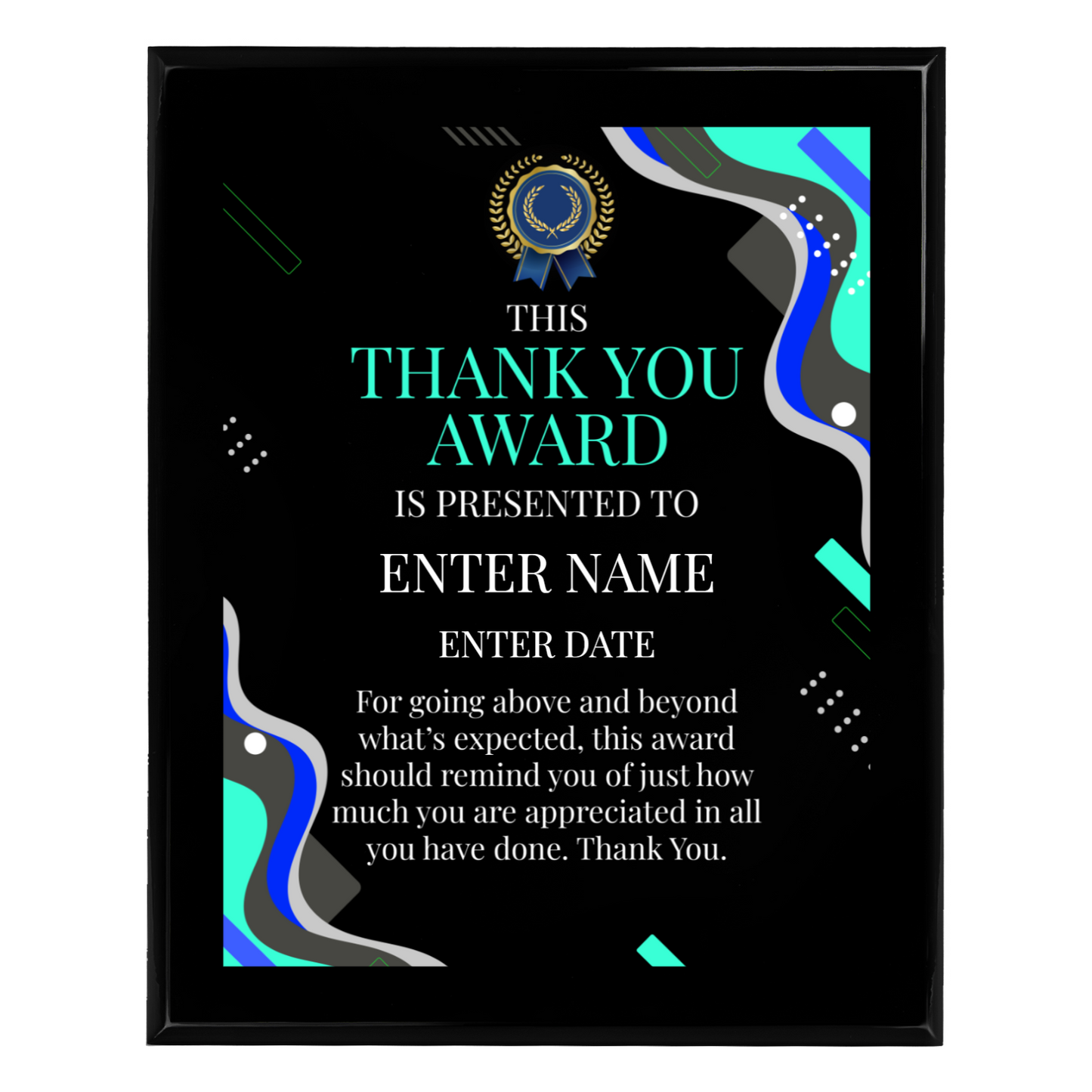 Thank You Award 10.5" x 13" UV Printed Luxury Award