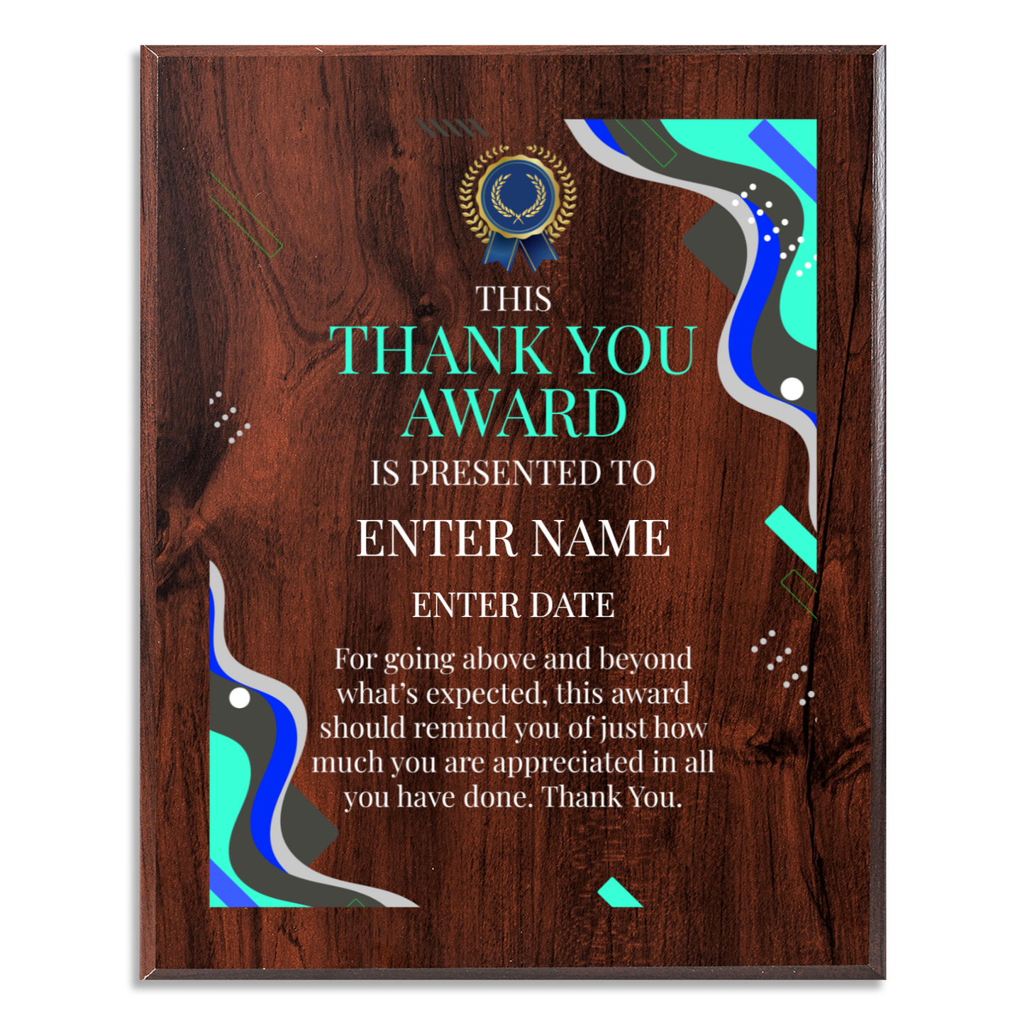 Thank You Award 10.5" x 13" UV Printed Luxury Award