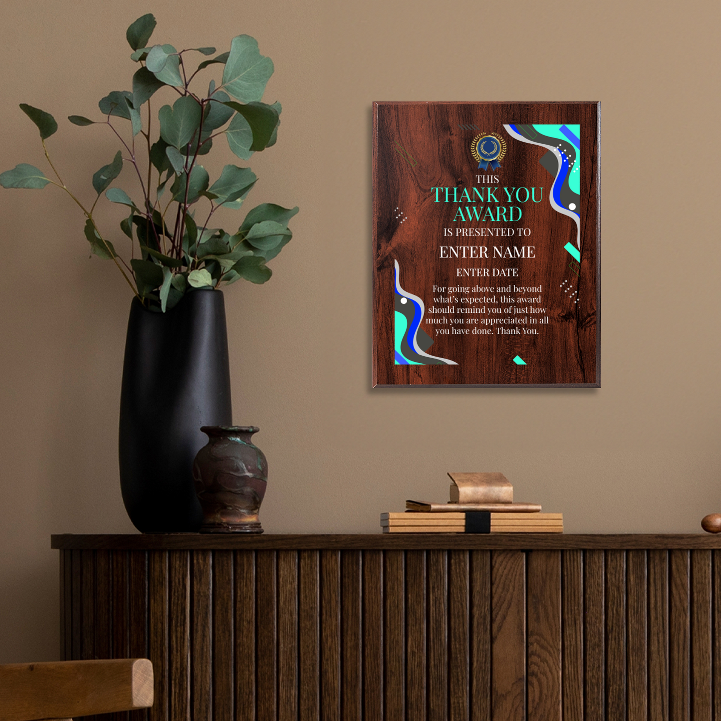Thank You Award 10.5" x 13" UV Printed Luxury Award
