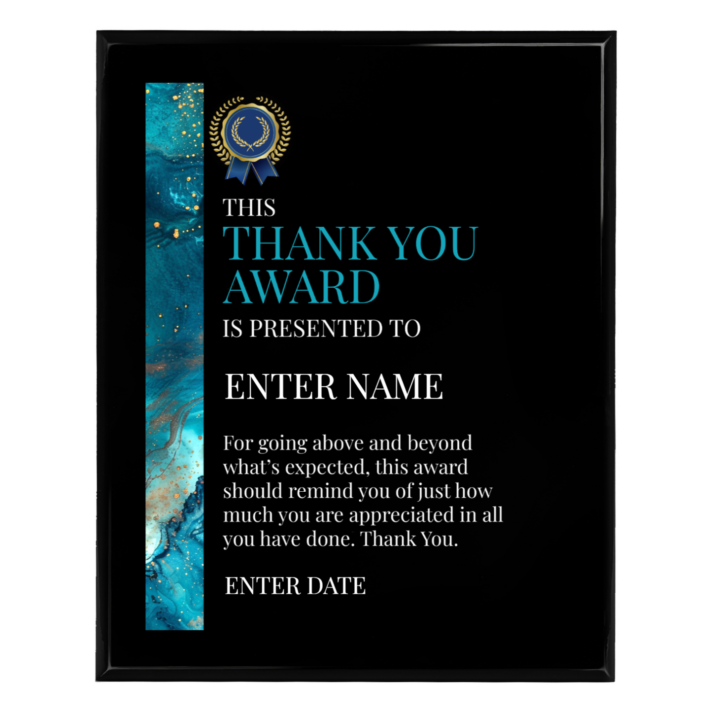 Thank You Award 10.5" x 13" UV Printed Luxury Award 02