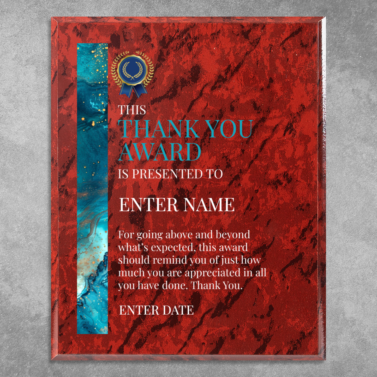 Thank You Award 10.5" x 13" UV Printed Luxury Award 02