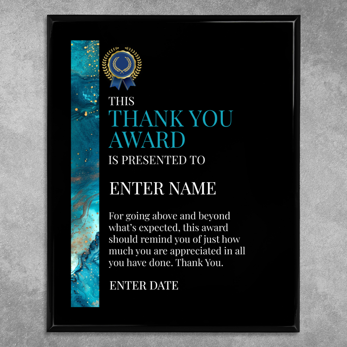 Thank You Award 10.5" x 13" UV Printed Luxury Award 02