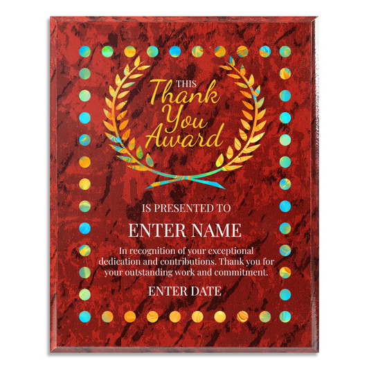Thank You Award 10.5" x 13" UV Printed Luxury Award 03