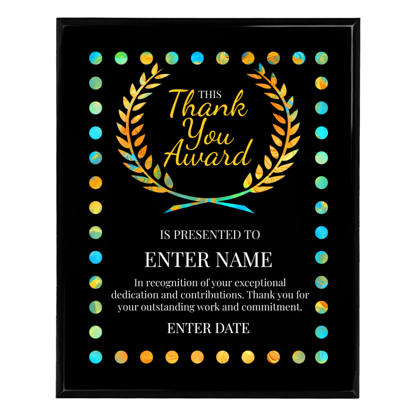 Thank You Award 10.5" x 13" UV Printed Luxury Award 03