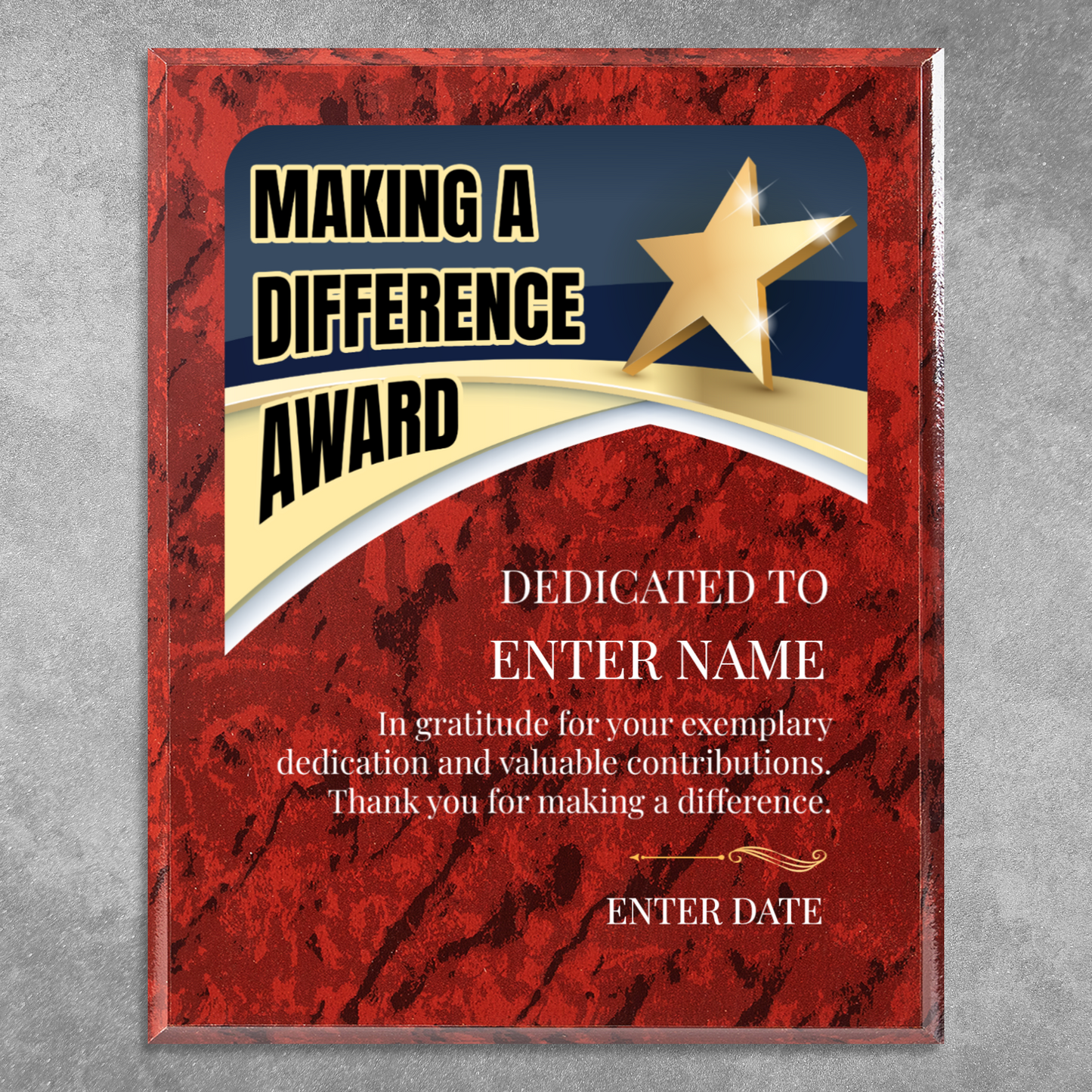 Making A Difference 10.5" x 13" UV Printed Luxury Award 03