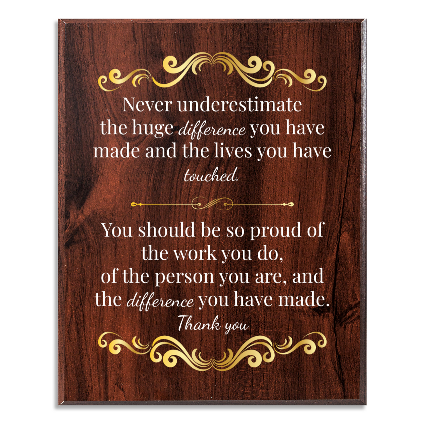 Never Underestimate The Difference You Make  12" x 15" UV Printed Luxury Award